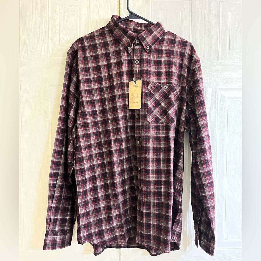 Boston Traders Shirt Mens Large Plaid Flannel Casual Button Down Long Sleeve